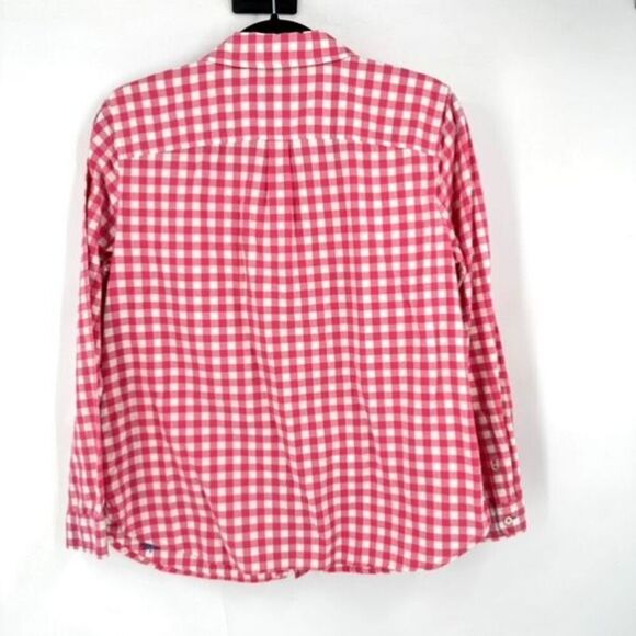 Talbots Pink Check Plaid‎ Button Down Medium Pet Chore Barn Country 100% cotton - Picture 2 of 10